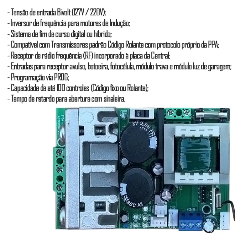 Central Comando Placa Motor Portão Triflex Facility Bivolt — peça para conserto de portão automático