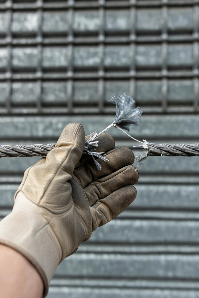 cabo de aço rompido portão basculante - perigo iminente substituição SP